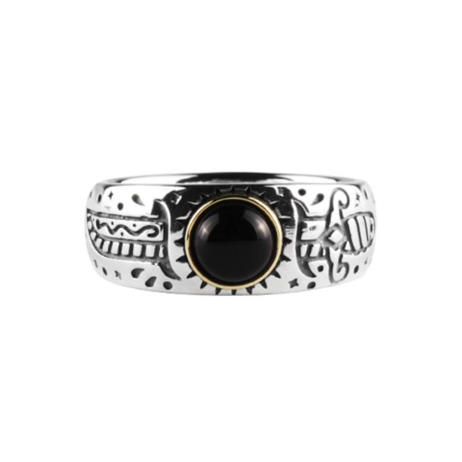Oldschool Dagger Stone Ring -Black