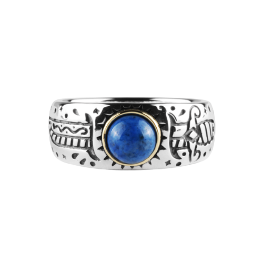 Oldschool Dagger Stone Ring -Blue